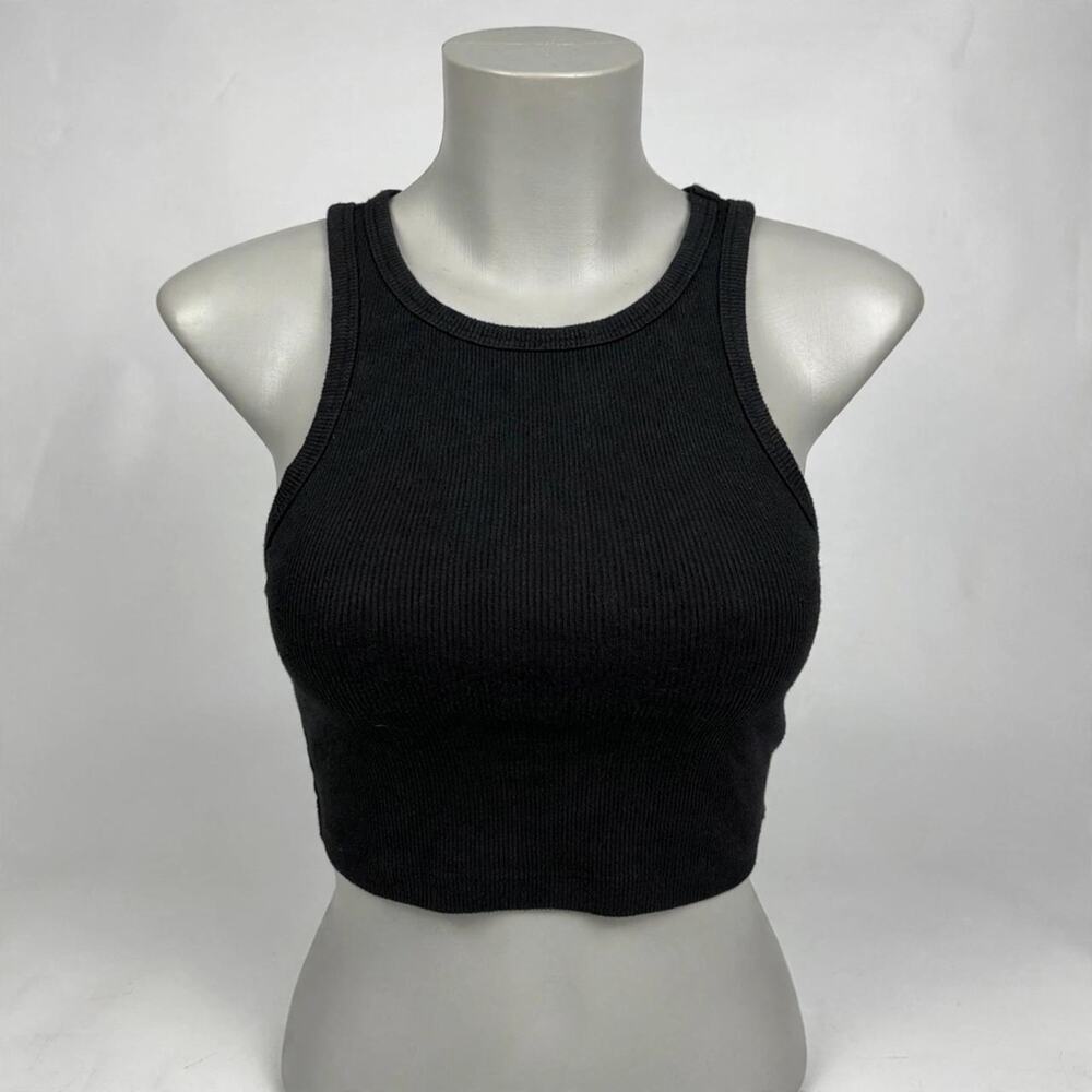 Wild fable black ribbed crop size M